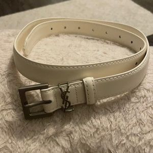 Leather white belt
